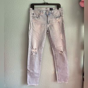 AG Light-wash Distressed Skinny Jeans